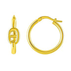 Puff Mariner Hoop Earrings in 14K Yellow Gold (21mmx20mm)