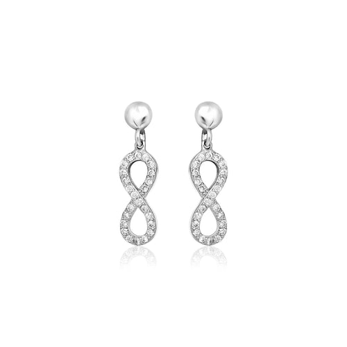 Sterling Silver Infinity Symbol Earrings with Cubic Zirconias