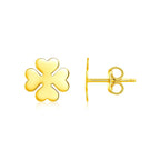 14K Yellow Gold Four Leaf Clover Earrings(10mm)