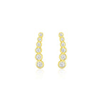14k Yellow Gold Graduated Circles Climber Post Earrings with Cubic Zirconias