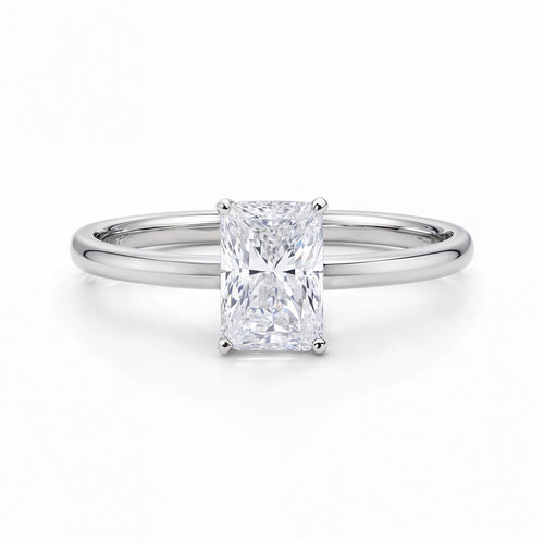 1 Carat Radiant Lab Grown IGI G/VS1 Diamond Solitaire Ring in 14K White Gold