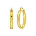 14K Yellow Gold Sparkle Spring Hoop Earrings
