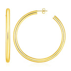 14k Yellow Gold Polished Hoop Earrings(4x50mm)