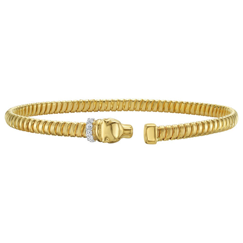 14K Yellow Gold Tubogas Panther Cuff with Diamonds (3.90 mm)