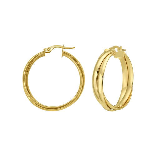 14K Yellow Gold Interlocking Large Trinity Hoop Earrings