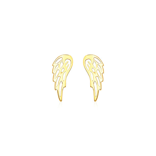 14k Yellow Gold Polished Wing Post Earrings