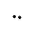 14k White Gold Stud Earrings with Black Cubic Zirconia(4mm)