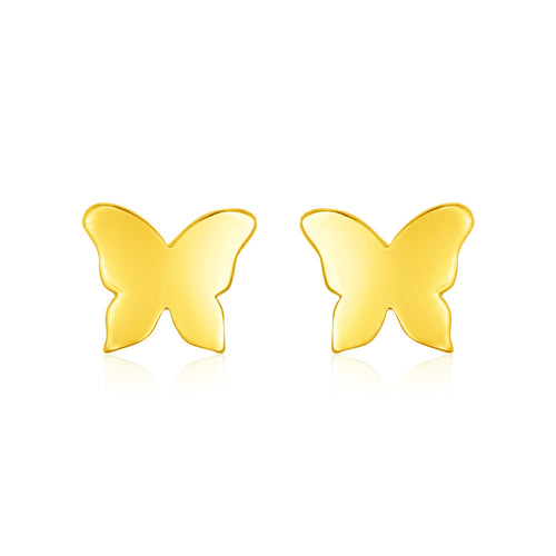 14k Yellow Gold Polished Butterfly Post Earrings