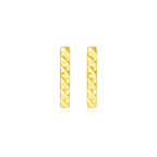 14k Yellow Gold Textured Bar Earrings