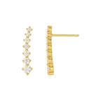 14k Yellow Gold Climber Post Earrings with Cubic Zirconias