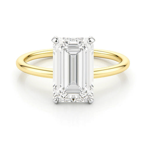 3 Carat Emerald Lab Grown IGI G/VS1 Diamond Solitaire Ring in 14K Yellow Gold
