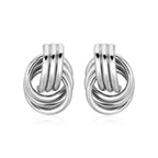 Polished Love Knot Earrings with Interlocking Rings in Sterling Silver(15mm)
