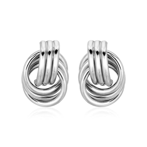 Polished Love Knot Earrings with Interlocking Rings in Sterling Silver(15mm)