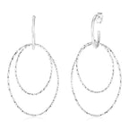 Sterling Silver Double Oval Textured Dangle Earrings
