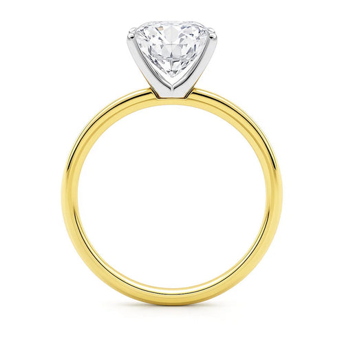 5 Carat Cushion Lab Grown IGI G/VS1 Diamond Solitaire Ring in 14K Yellow Gold