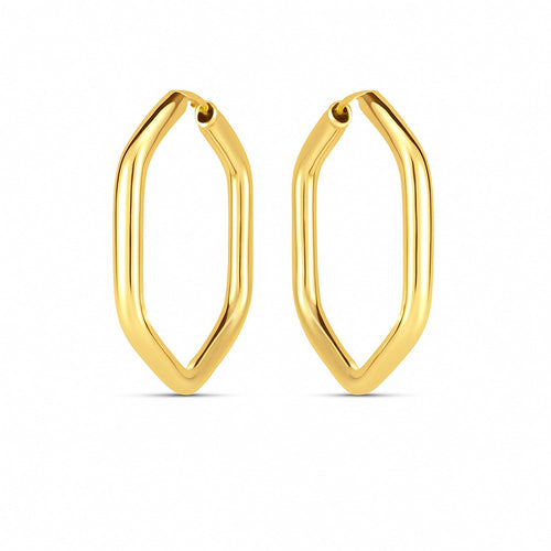 14k Yellow Gold Endless Hexagon Hoop Earrings