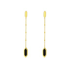 14K Yellow Gold Hexagon Onyx Drop Earrings