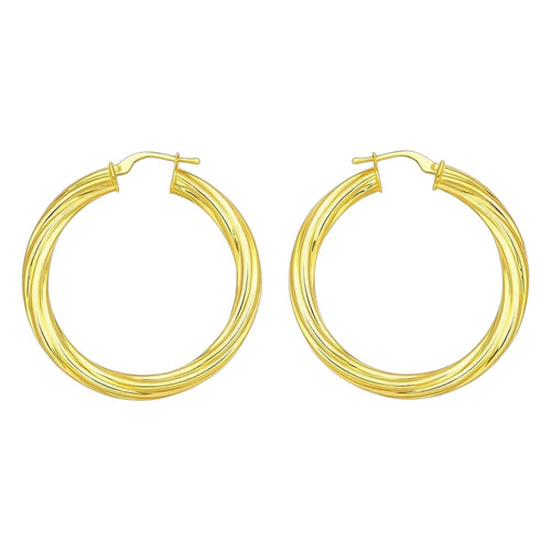 14K Yellow Gold Full Twist Large Hoops Earrings