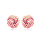 14k Rose Gold Love Knot with Ridge Texture Earrings