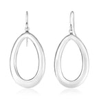 Sterling Silver Polished Puffed Teardrop Motif Dangle Earrings