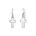 Sterling Silver Polished Cross Dangle Earrings