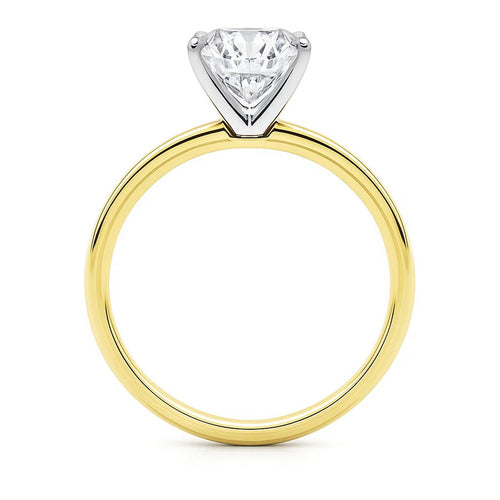 3 Carat Cushion Lab Grown IGI G/VS1 Diamond Solitaire Ring in 10K Yellow Gold