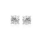 14k White Gold Stud Earrings with White Hue Faceted Cubic Zirconia(6mm)