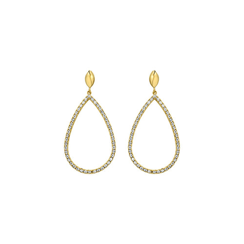 14K Two Tone Gold Diamon Oro Marquise Earrings