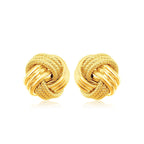 10k Yellow Gold Love Knot with Ridge Texture Earrings