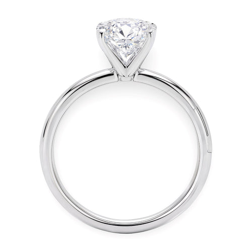 2 Carat Oval Lab Grown IGI G/VS1 Diamond Solitaire Ring in 14K White Gold