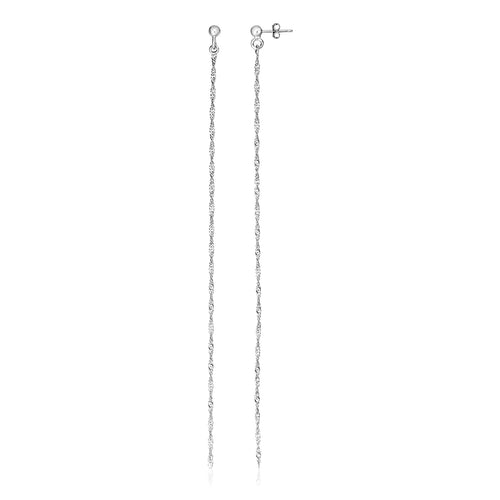 Sterling Silver Dangle Earrings with Textured Chains