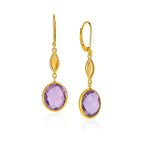 14k Yellow Gold Drop Earrings with Citrine and Amethyst Briolettes