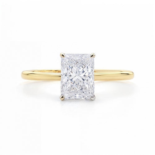 2 Carat Radiant Lab Grown IGI G/VS1 Diamond Solitaire Ring in 14K Yellow Gold