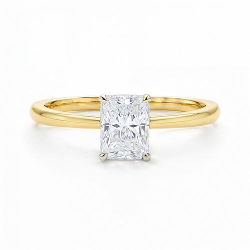 1 Carat Radiant Lab Grown IGI G/VS1 Diamond Solitaire Ring in 10K Yellow Gold