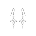 Sterling Silver Polished Knot Style Cross Earrings