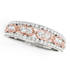 14k White And Rose Gold Double Diamond Infinity Design Band (3/8 cttw)