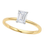 1 Carat Emerald Lab Grown IGI G/VS1 Diamond Solitaire Ring in 10K Yellow Gold