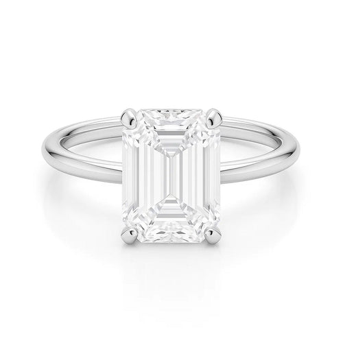 5 Carat Emerald Lab Grown IGI G/VS1 Diamond Solitaire Ring in 10K White Gold
