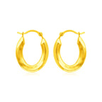 14k Yellow Gold Polished Oval Hoop Earrings