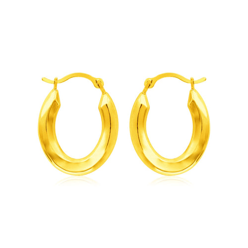 14k Yellow Gold Polished Oval Hoop Earrings