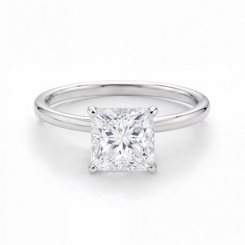 1.50Ct Princess Lab Grown IGI G/VS1 Diamond Ring in 14K White Gold