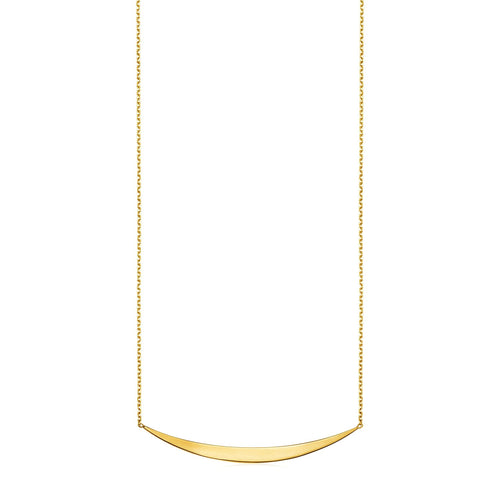 14k Yellow Gold Necklace with Polished Curved Bar Pendant