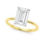 5 Carat Emerald Lab Grown IGI G/VS1 Diamond Solitaire Ring in 10K Yellow Gold