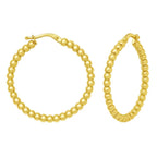14K Yellow Gold Polished Large Bead Hoop Earrings