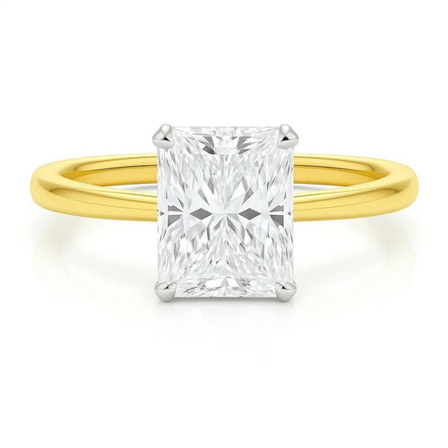 5 Carat Radiant Lab Grown IGI G/VS1 Diamond Solitaire Ring in 10K Yellow Gold