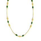 14K Yellow Gold Hexagon Malachite Inlay Links Necklace