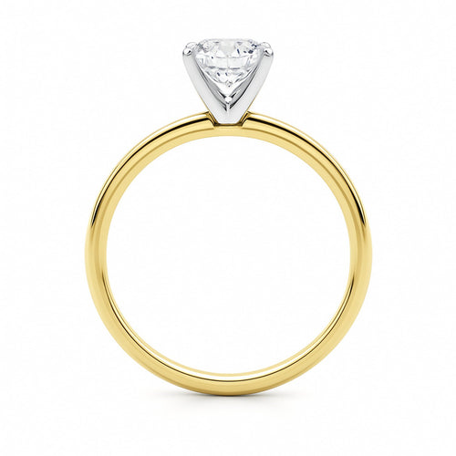 1 Carat Cushion Lab Grown IGI G/VS1 Diamond Solitaire Ring in 10K Yellow Gold