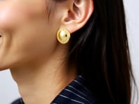 14K Yellow Gold Roman Numeral Button Stud Earrings