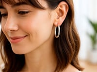 14k White Gold Polished Hoop Earrings (4x25mm)