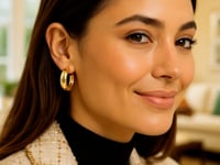 14k Yellow Gold Medium Puffy Hoops